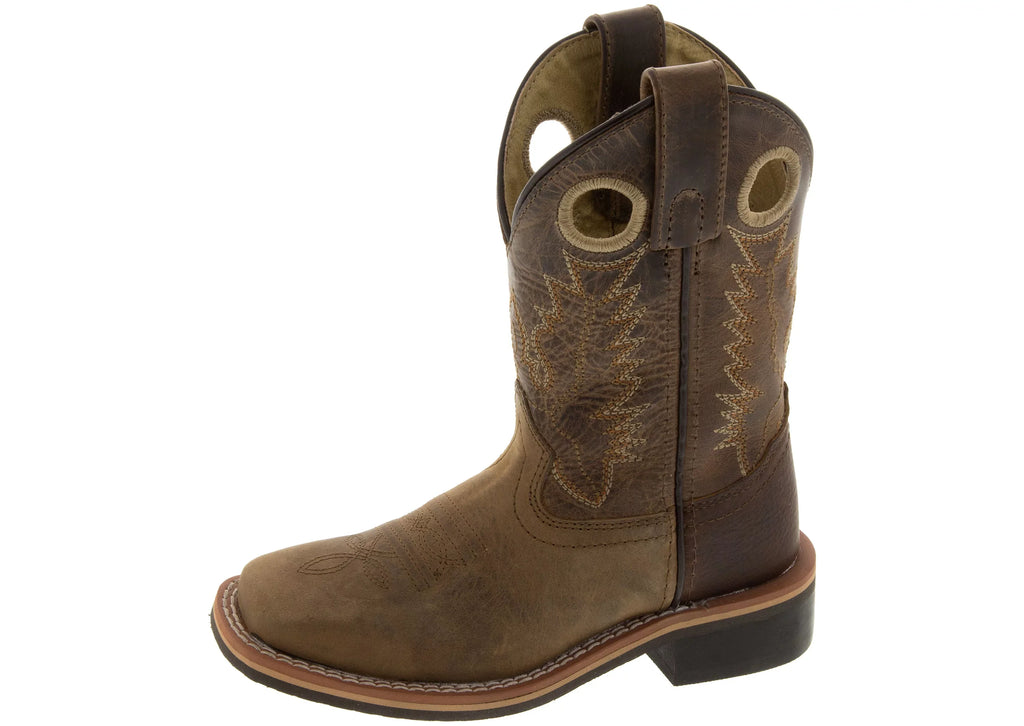 US Boys' Brown Square Smoky Mountain 12 Western Jesse Toe D(M) Boot