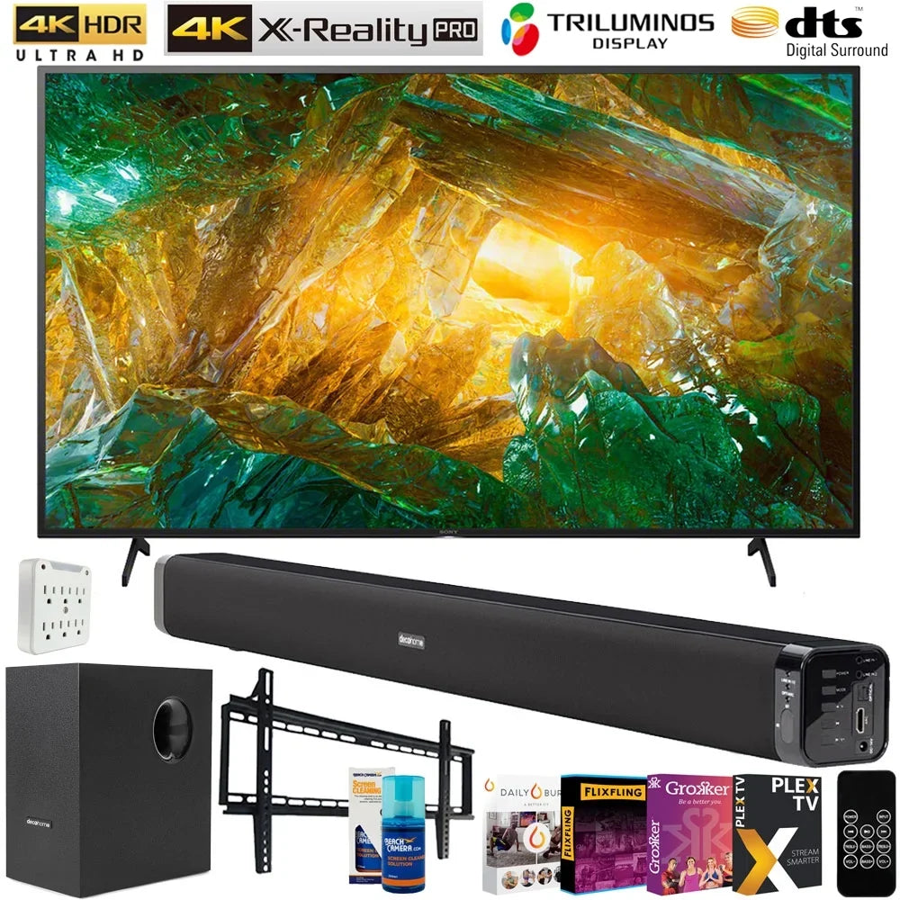 Mount, Wall UHD TV 2020 Gear Sony Cleaner 60W Smart Bundle Deco X800H XBR43X800H with TV (2020) with Surge Adapter, 43-inch LED and 6-Outlet Essentials 4K Subwoofer, Screen Soundbar