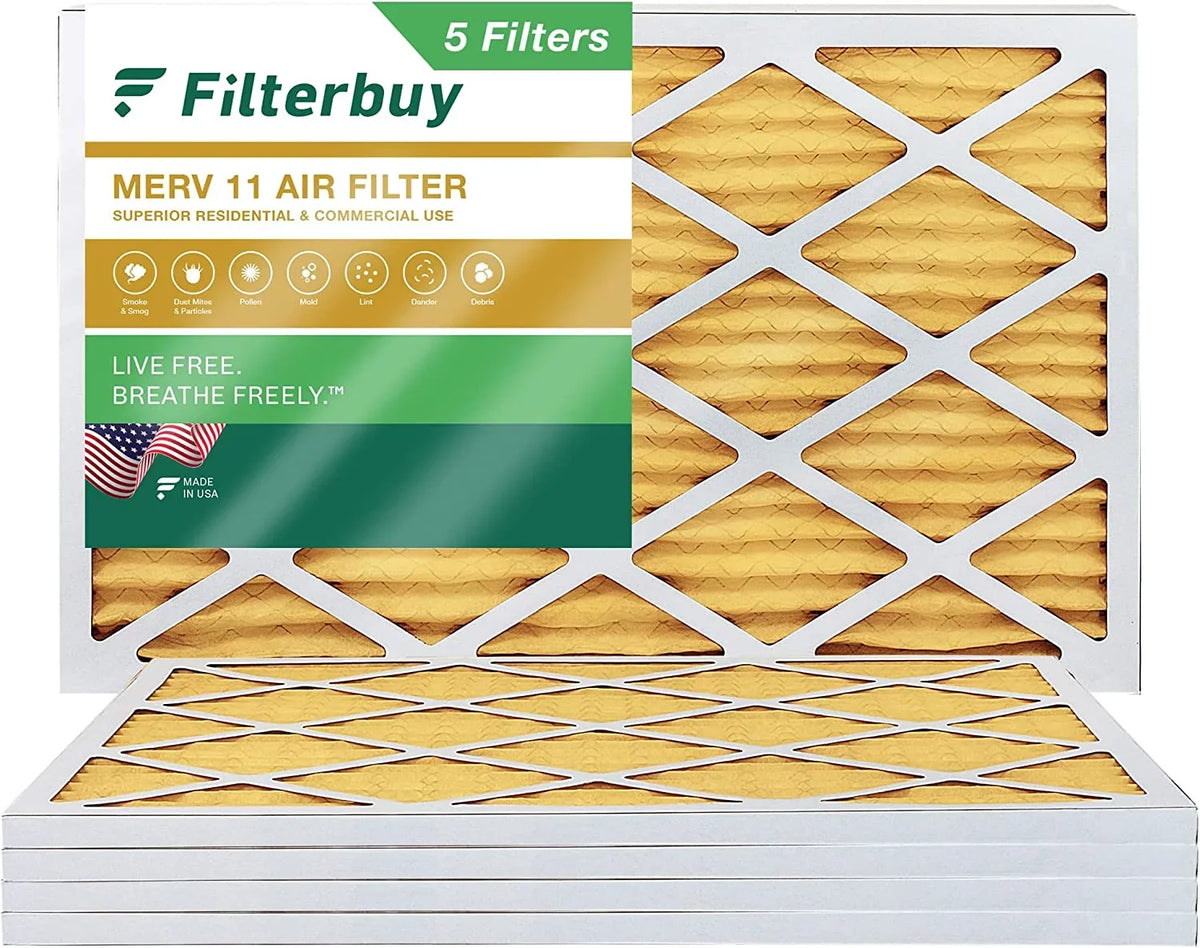 Air Filterbuy 11 AC (5-Pack) MERV 16x24x1 Furnace Pleated Filters HVAC