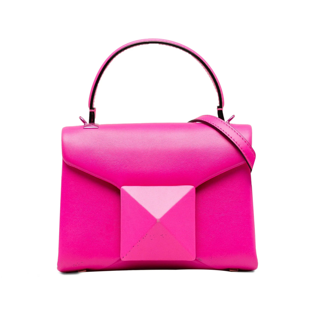 Satchel Unisex Pre-Owned Stud Pink Valentino One Authenticated Mini Leather (Good) Calf