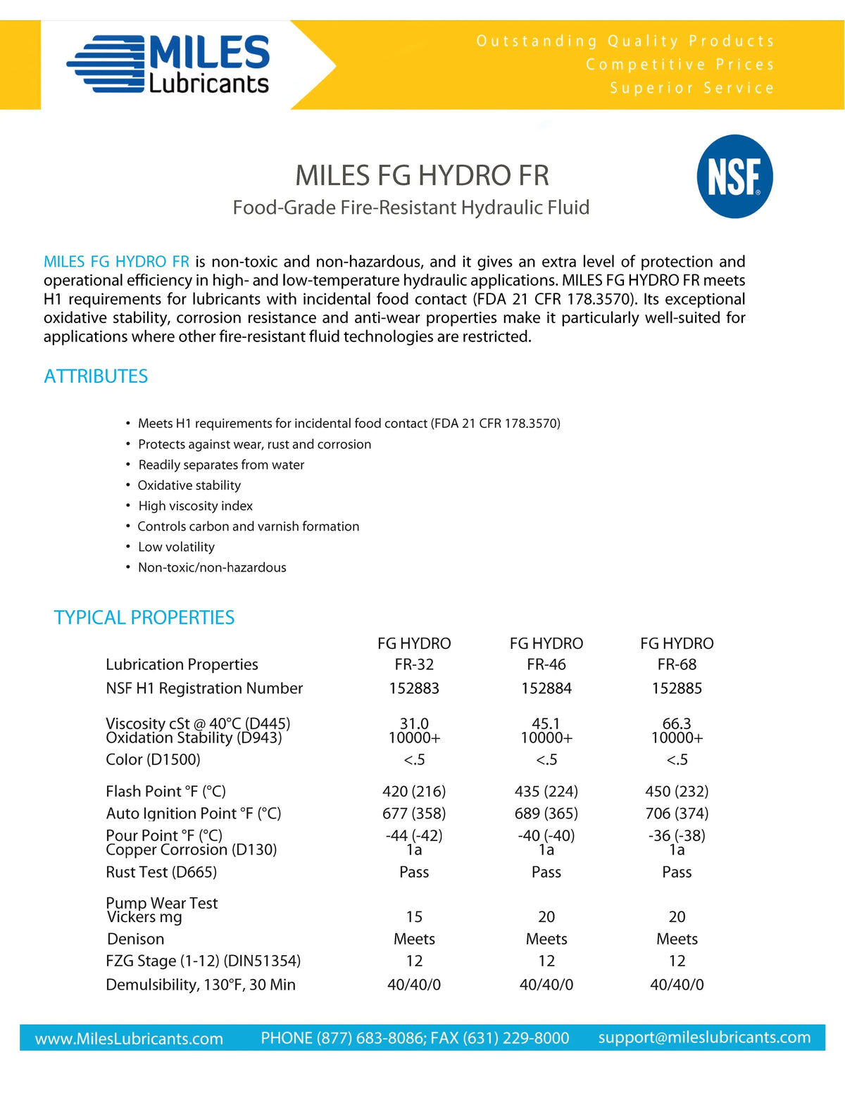 Fire Food 41 Nsf Fluid Resistant ISO 46 Registered Hydraulic Pao Miles Hydro Based Fg H1 Fr Gallon Grade Case