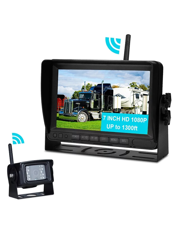 Trailer Camera Wireless Truck Rear 1080P 1CH AHD Kit Backup for 7" View Display