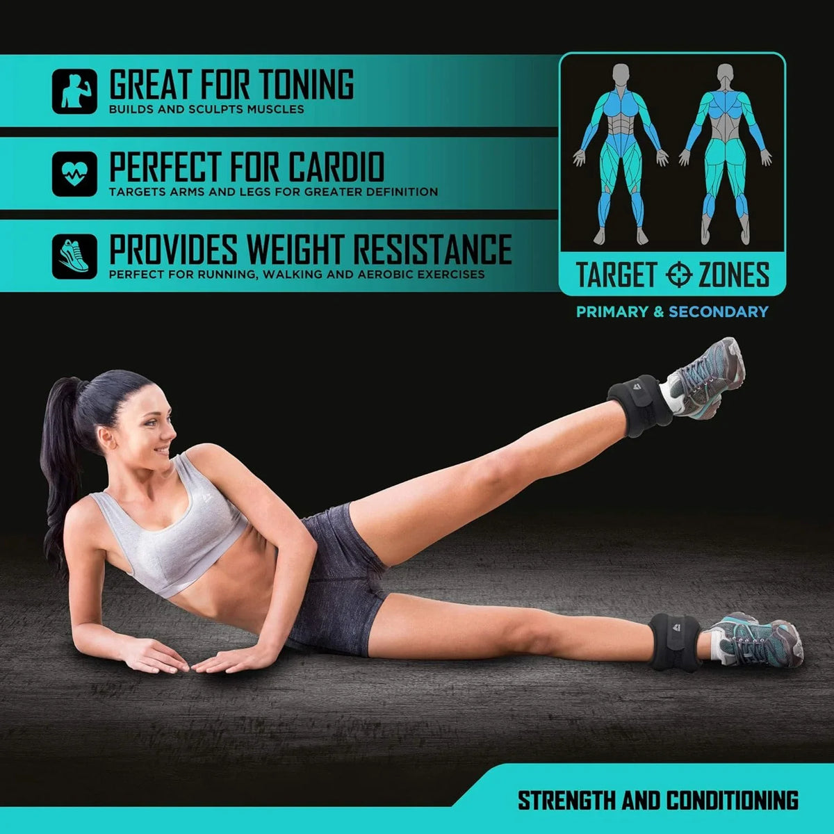 Weights Walking, Women Ankle - Straps, Wrist Material (Set and Velcro Training, Physical Touch Resistance RBX 2) and for Soft Men and for - of Jogging, Therapy Made