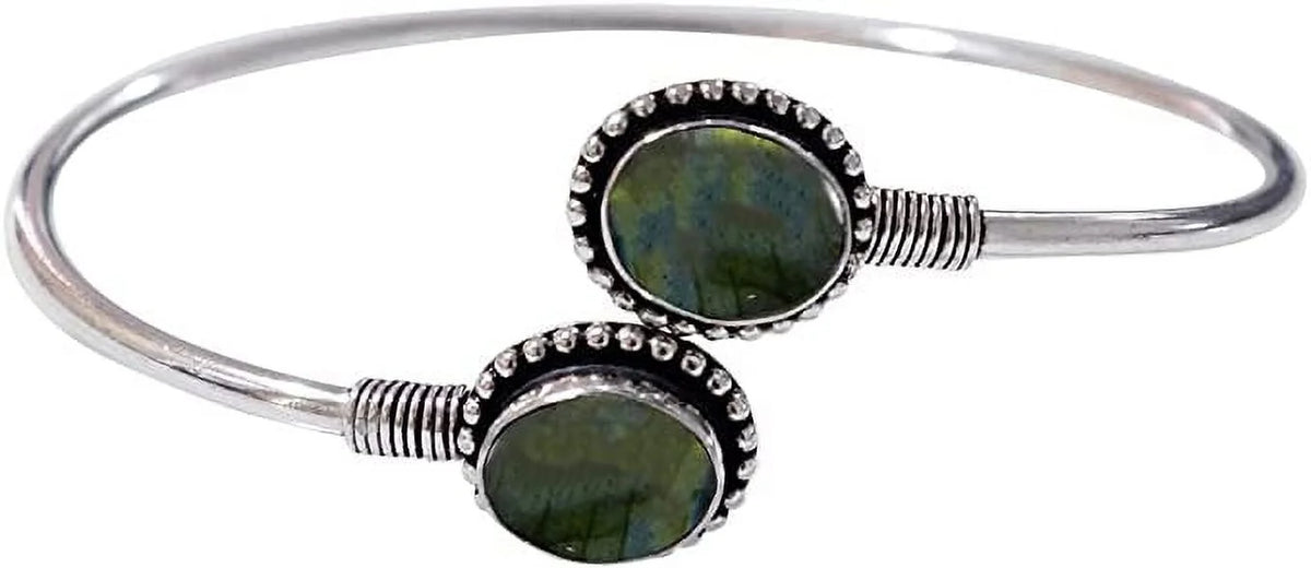 Gemstone Designer Modern Tribal Women, Handmade Bohemian Natural Boho Fashion labradorite Bracelet, Party Plated Jewellery Design Silver For Bracelet Cuff