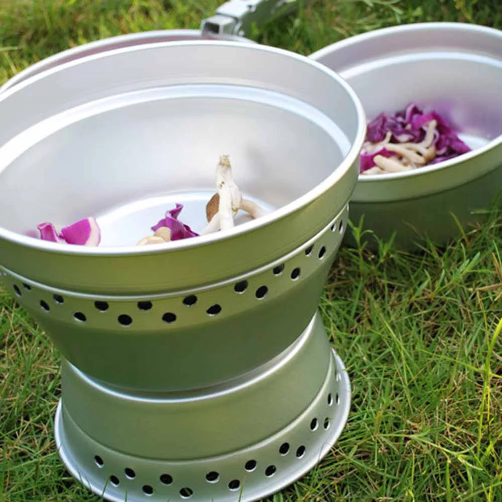Set Cooking BBQ Stand Stove for Camping Yabuy Picnic Hiking Backpacking Gripper with Pan Pot Mess with Portable Spirit Kit Cookware