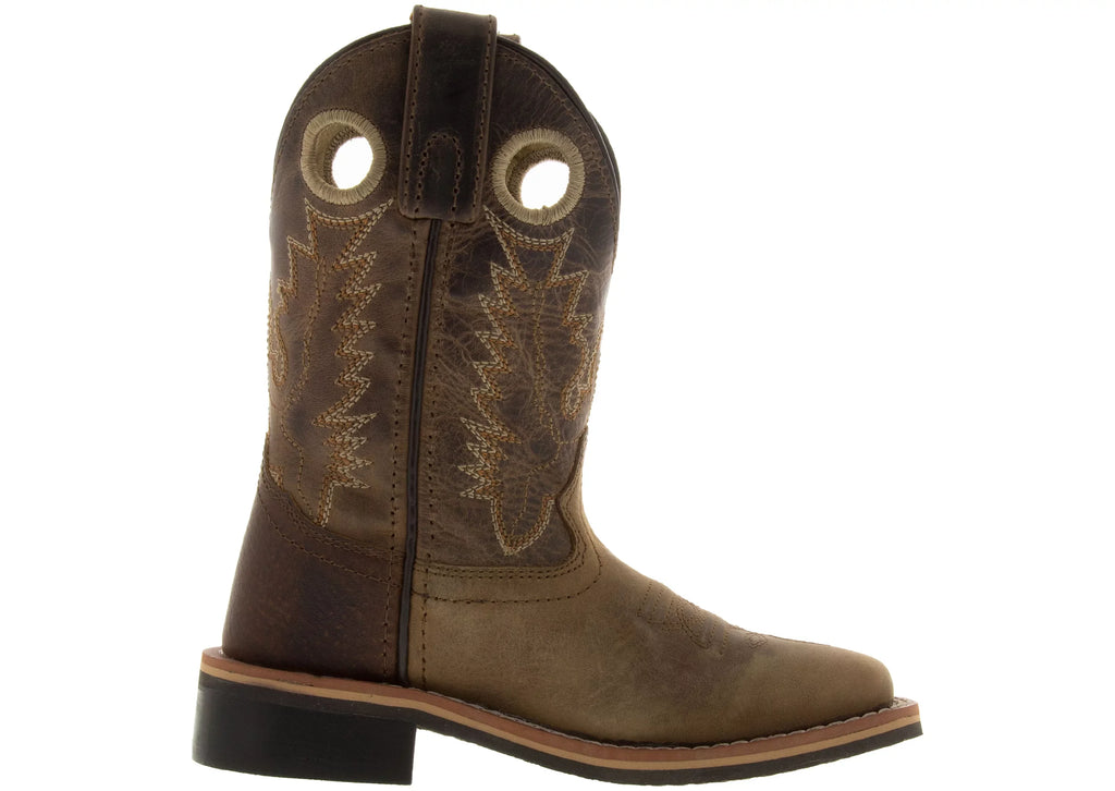 US Boys' Brown Square Smoky Mountain 12 Western Jesse Toe D(M) Boot
