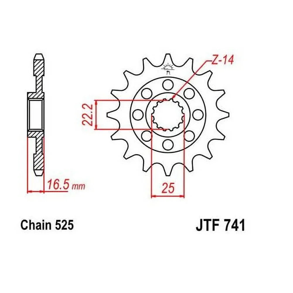 DUCATI 2011-2013 Street Evo 14T Sprocket 848 Steel Front JT for