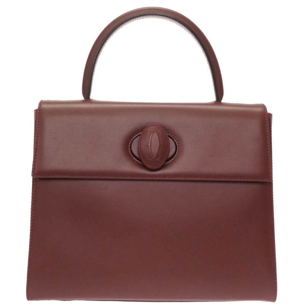 Pre-Owned must red bordeaux (Good) line Cartier leather handbag