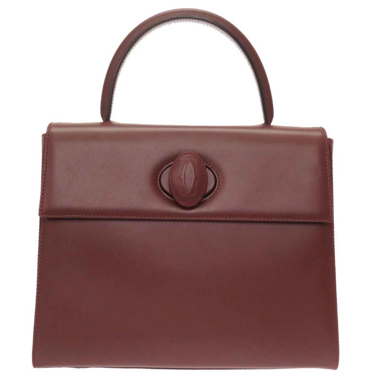 Pre-Owned must red bordeaux (Good) line Cartier leather handbag