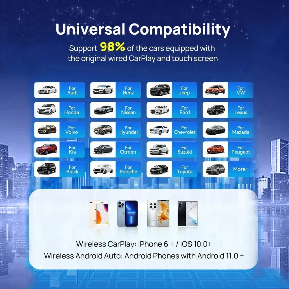 CarPlay & Netflix 13 Led Android Wireless QCM6225 Auto Apple For Accessories Smart Ai Car Tv Youtube Android Carlinkit Box Box