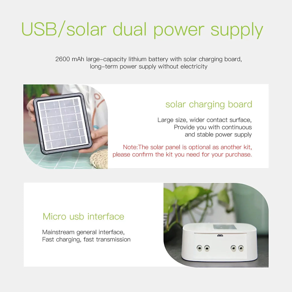 Watering Smart Programmable Watering WiFi/ Device Pump with System Battery Manual Arealer Built-in System Charging for Watering Compatible Home Voice/ Solar Dual USB Control Panel/ Automatic Time