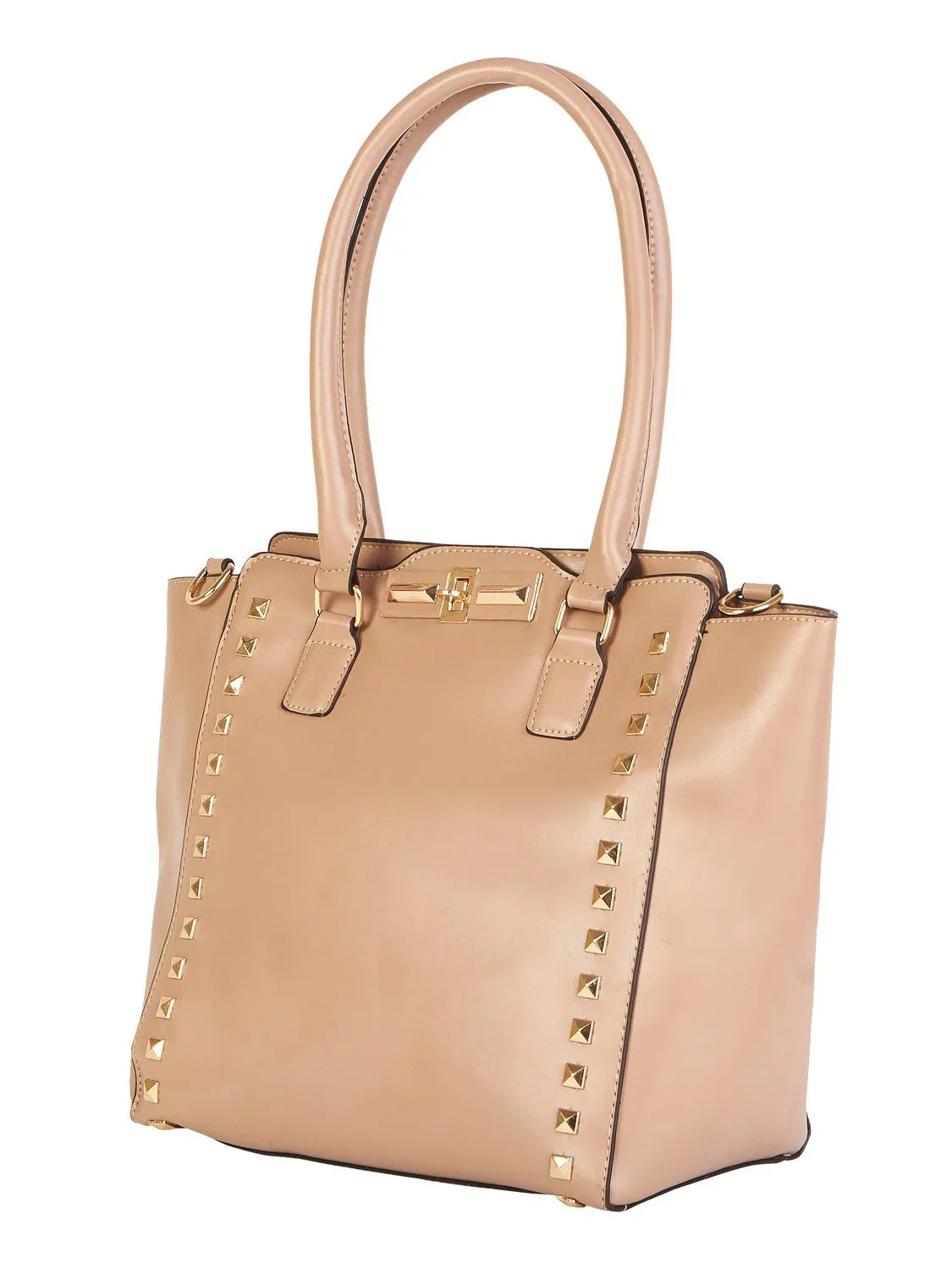 Vegan Gold Women Adult Bags Shopper Beaute Large Leather Studded Handbag (Taupe/Beige)