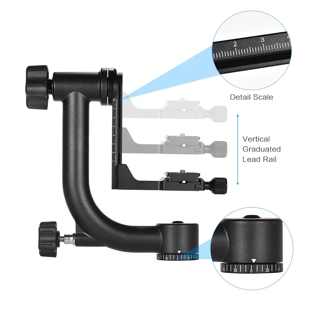 Aluminum Camcorder with Plate Standard Metal Quick Andoer 30Lbs/13.6kg Heavy for Support Watching Head Camera Alloy Arca-Swiss Duty Suitable Bird Panoramic Gimbal Tripod DSLR Release