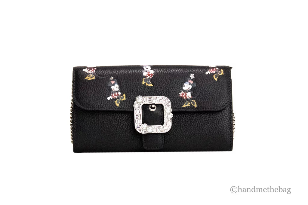 Disney Black Kate Leather Mouse Handbag Crossbody Minnie Wallet (K9760) Spade X