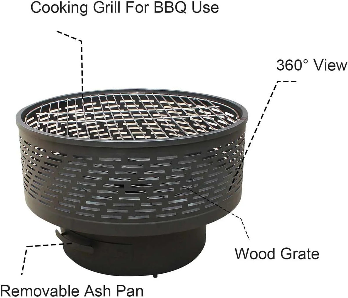 Portable Wood Firepit, Fire Outdoor UPYOOE Outside Yard Table for Pit Pits, Fireplace Burning Garden Portable Outdoor Lightweight Fire with Bonfire Pit, Wood Fire 26" Cover, Camping Wood Backyard