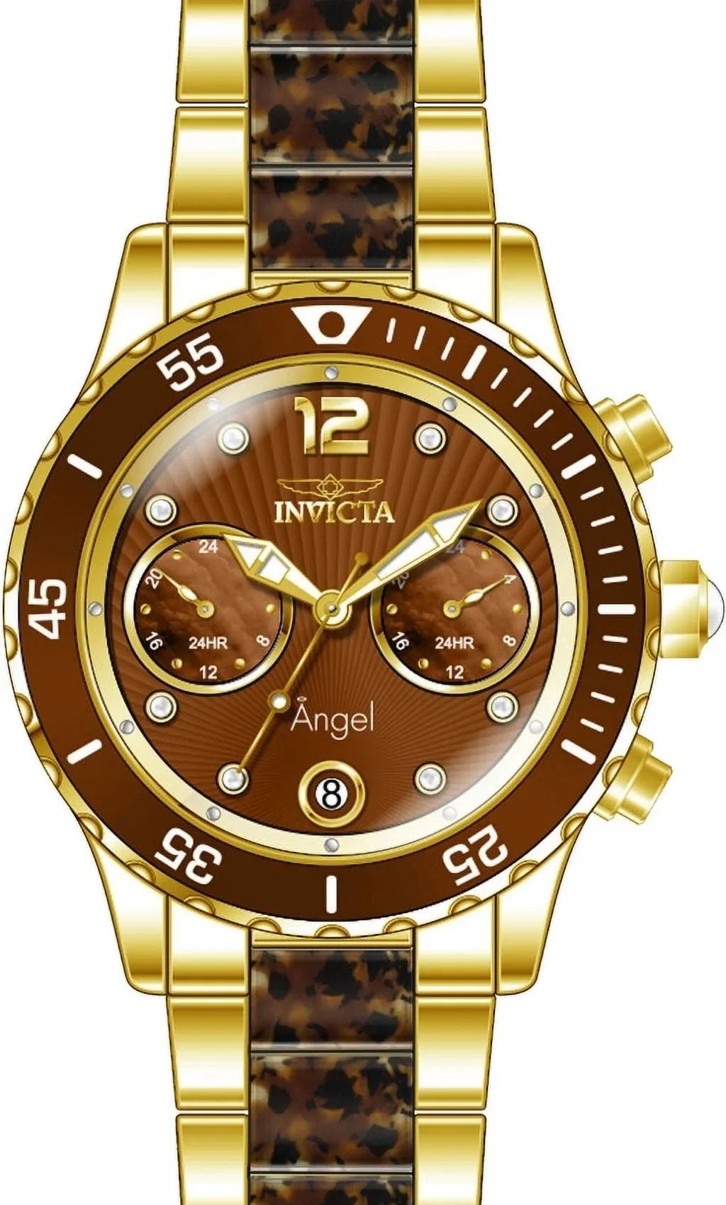 24706 Invicta Analog Watch Steel Case Brown Women's Angel Bracelet Quartz &