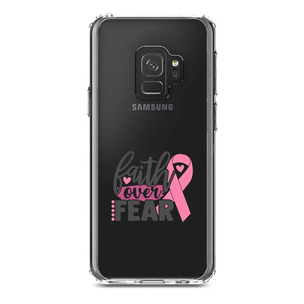 Back Fear Galaxy - Pink Ribbon TPU - Screen) for Case Protector Acrylic Cancer Clear (5.8" Tempered Over Shockproof Glass S9 - Screen Faith Hybrid Bumper Samsung DistinctInk