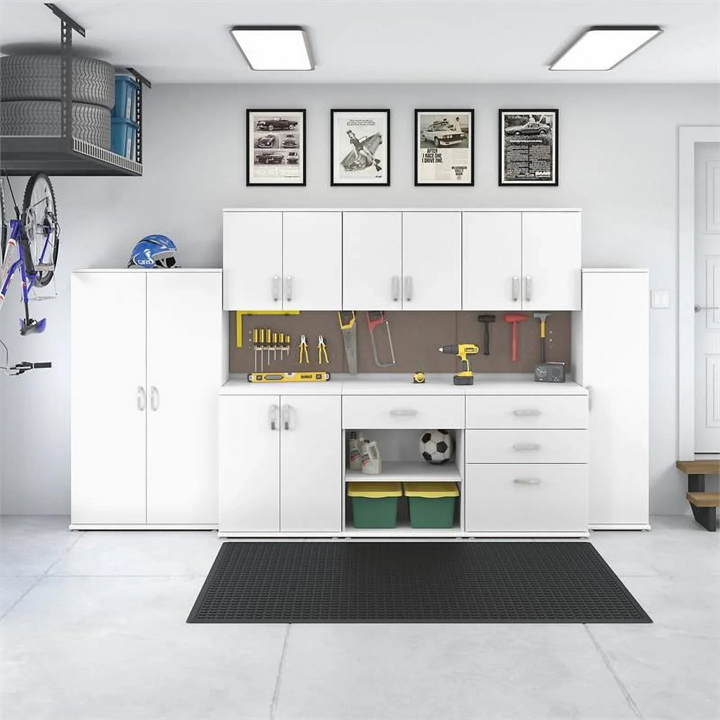 Wood in - Storage Engineered with Garage Row Drawers Cabinet White Pemberly