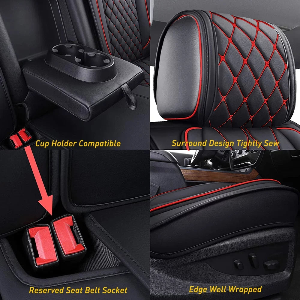 Set, Car Crew,Double,Extended HD Covers GMC Sierra Fit Pickup Cab 2007-2023 / Silverado Seat Truck(Full 1500/2500 Full 3500 Black-Red) or for Set HD