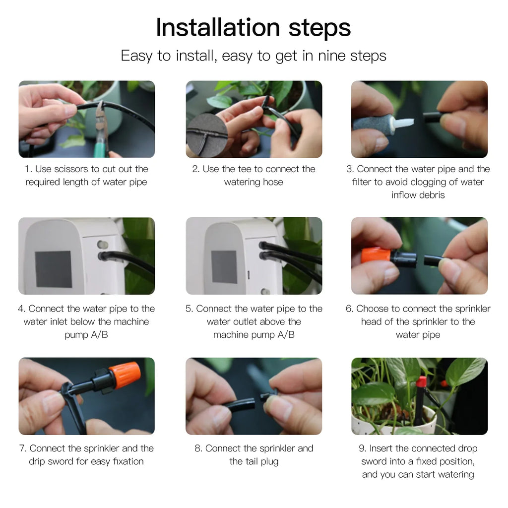 Watering Smart Programmable Watering WiFi/ Device Pump with System Battery Manual Arealer Built-in System Charging for Watering Compatible Home Voice/ Solar Dual USB Control Panel/ Automatic Time