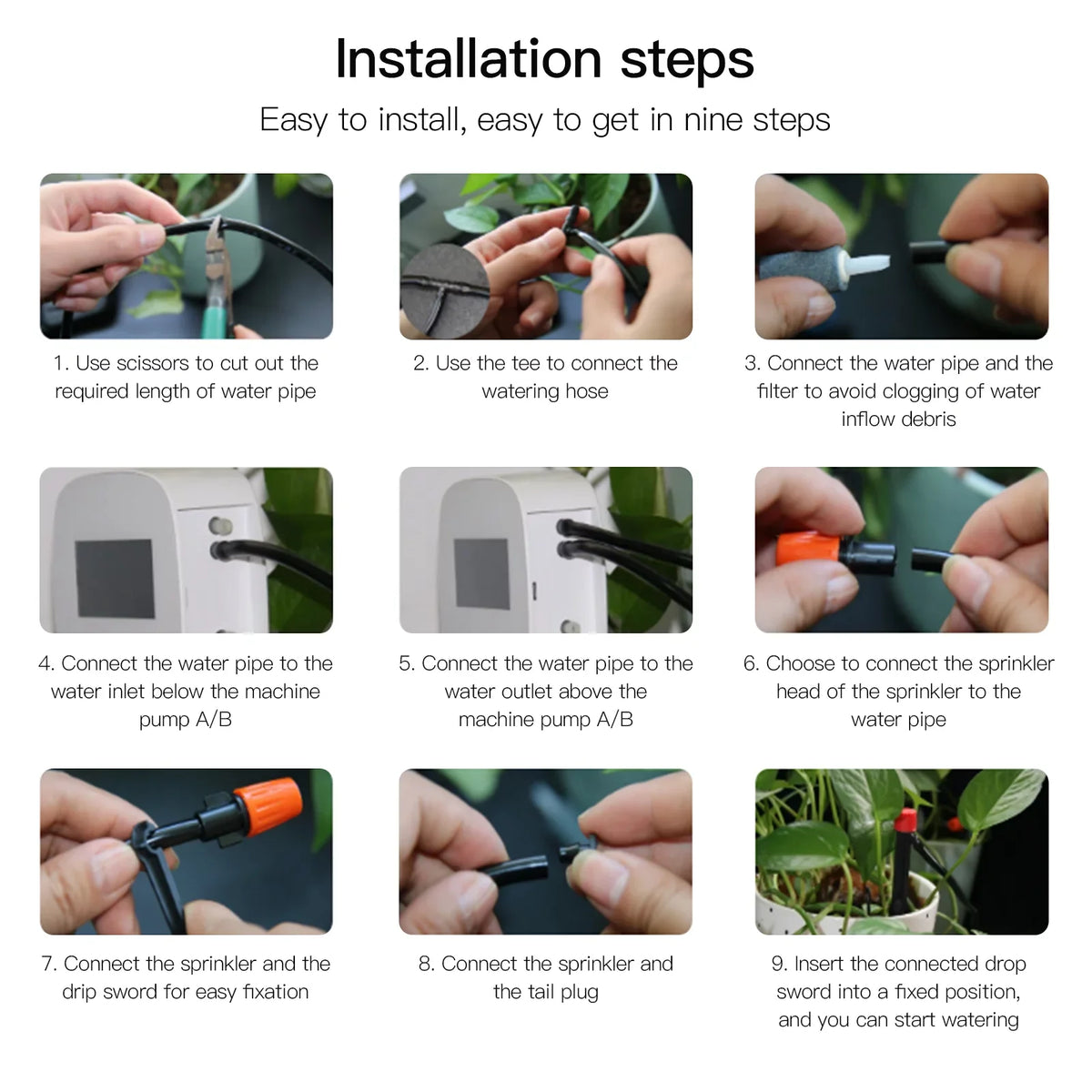 Watering Smart Programmable Watering WiFi/ Device Pump with System Battery Manual Arealer Built-in System Charging for Watering Compatible Home Voice/ Solar Dual USB Control Panel/ Automatic Time