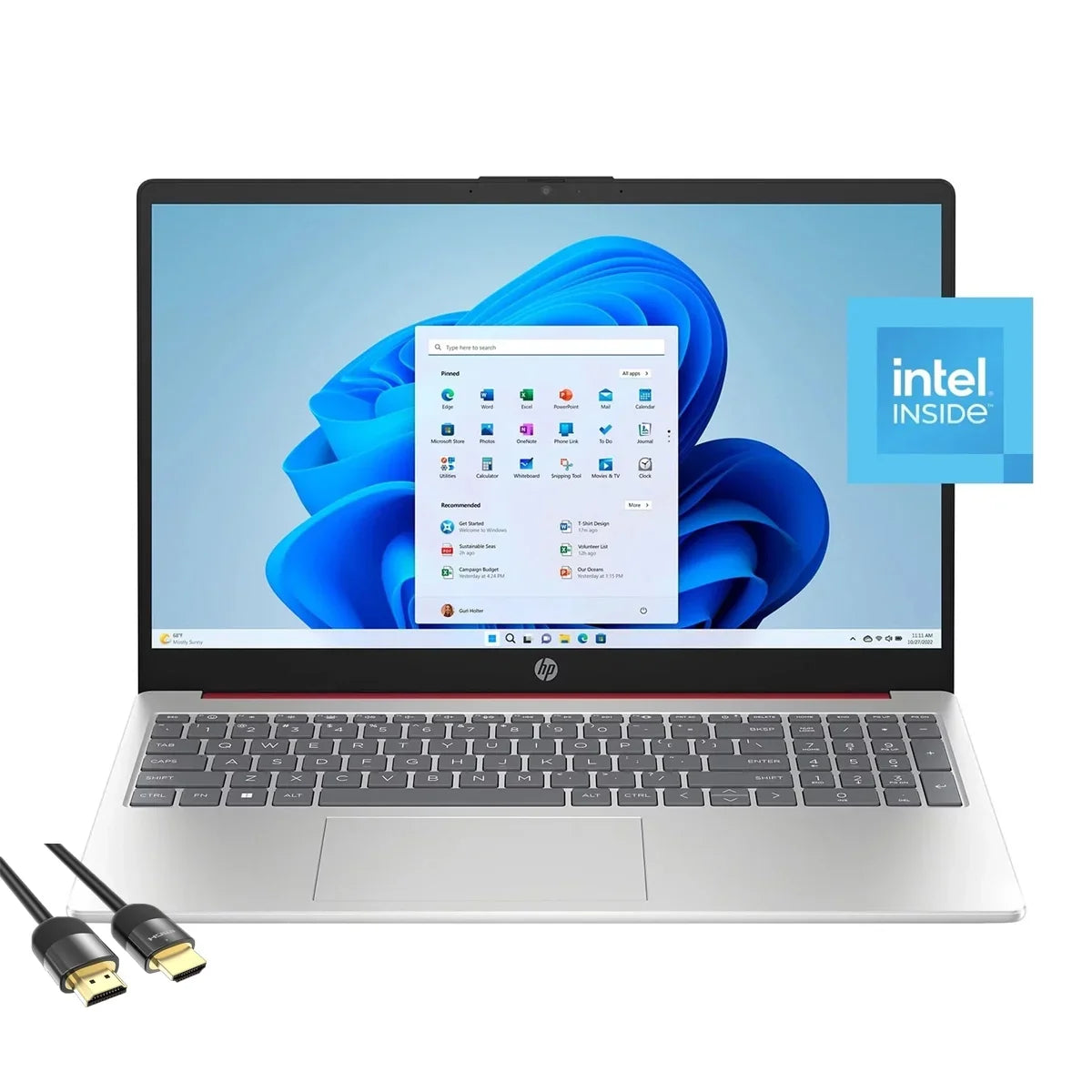 4-Cores & S HP Anti-Glare 8GB N200, 6, Scarlet Cable, in Windows 128GB 15.6" Laptop RAM, Students, Intel HDMI Webcam, Red UFS, Home HDMI, USB-C, Wi-Fi 11 Business mode, Mytrix for HD Display,