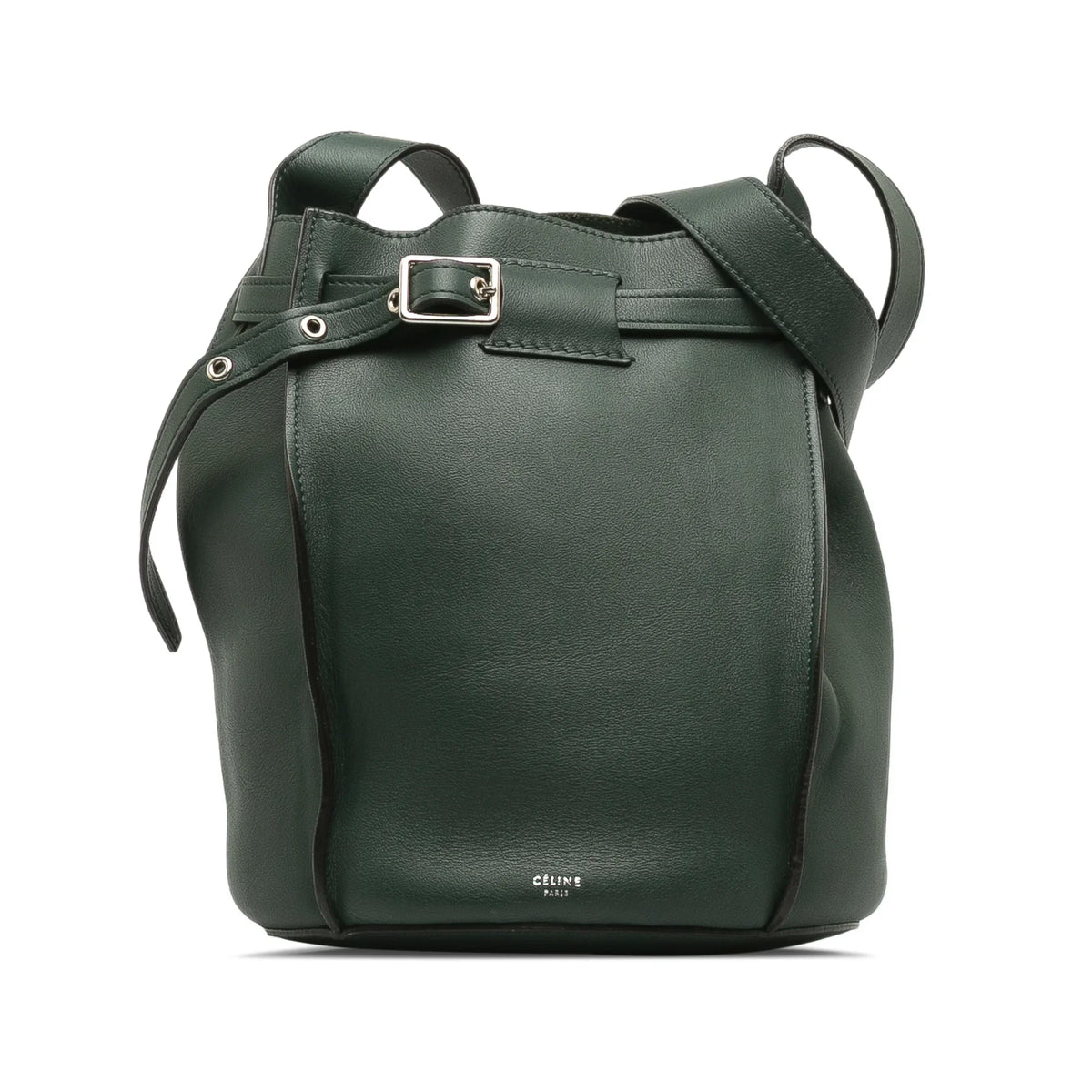 Bag Green (Good) DrawstringBag Pre-Owned Bucket Unisex Calf Bag Big Leather Authenticated Celine Bucket