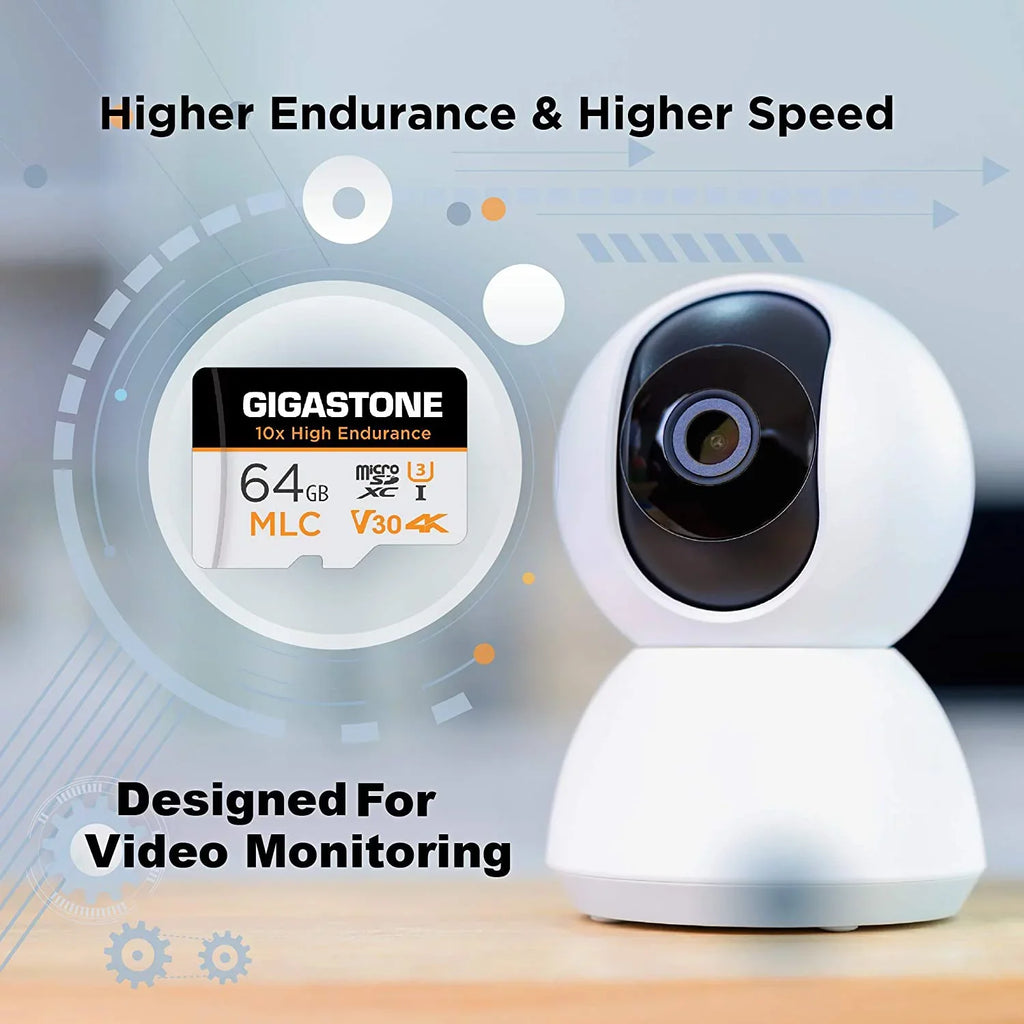 Security MLC Surveillance Video U3 2 64GB Endurance 4K Micro Cam, Pack SD 100MB/s, Recording, Dash Compatible C10, (2x64GB) Gigastone (MLC) Cam, Card, High 10x