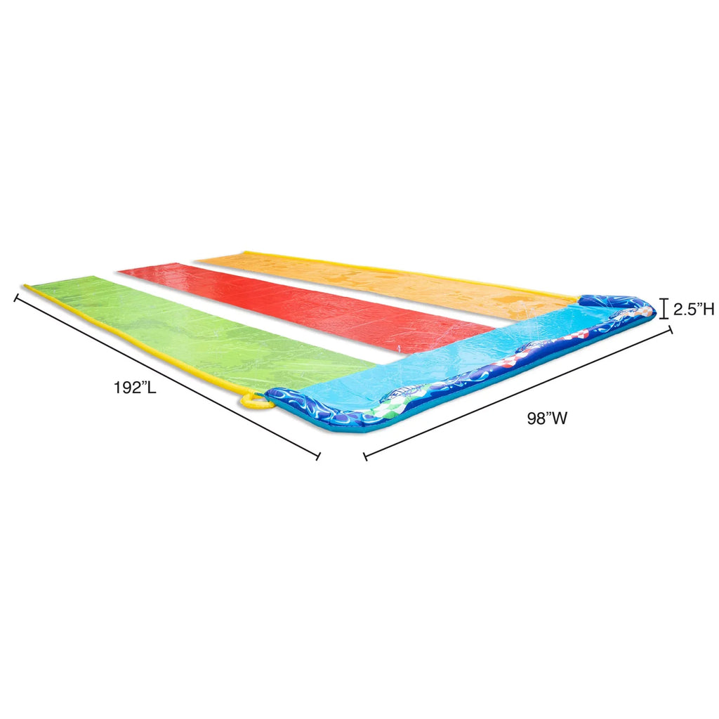 Water - Racing Side-by-Side-by-Side Triple 16 Slide Racing Banzai Fun! Tag Feet