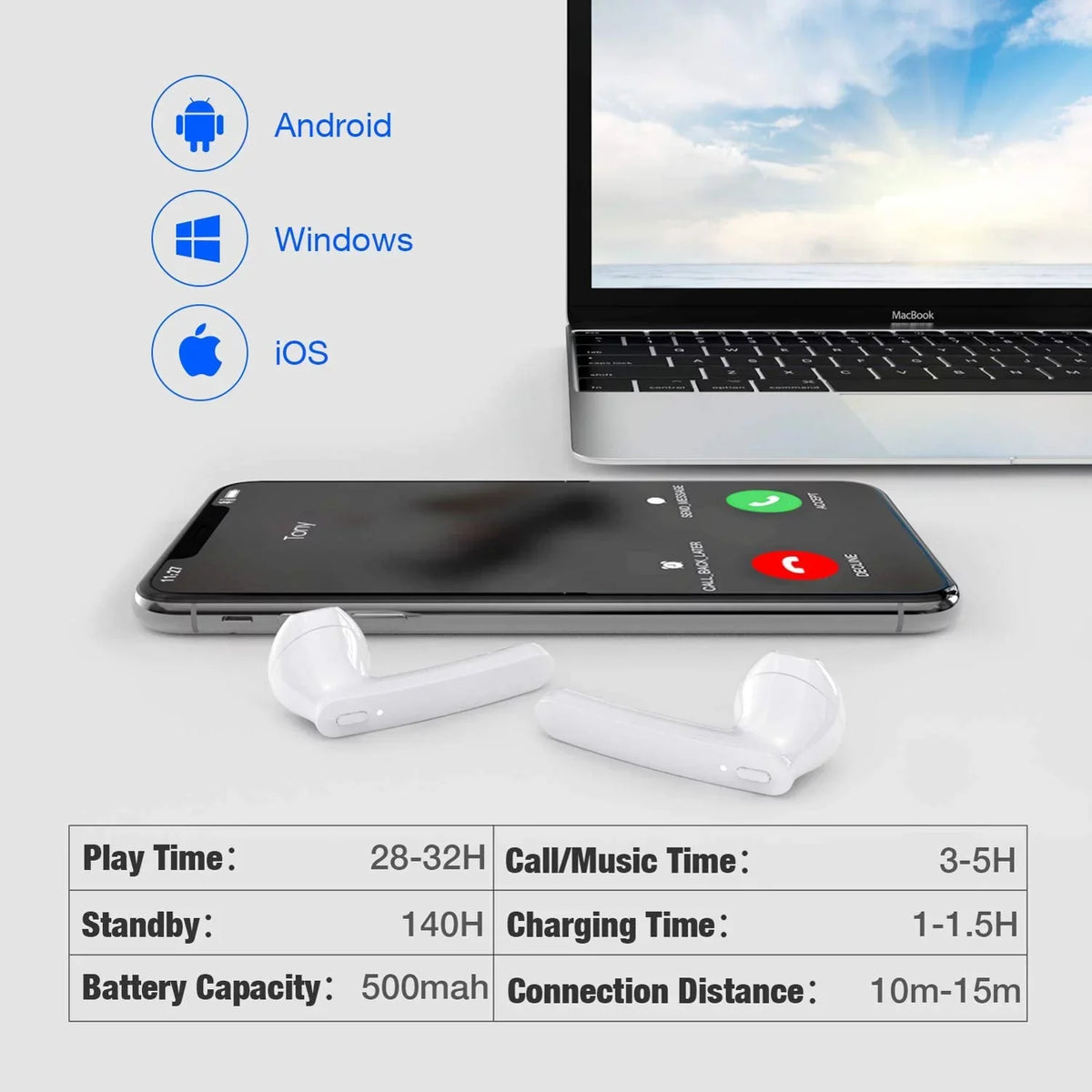 Google Hands-free B4K Earbuds 7a Wireless For Stereo Pixel Charging Case Headset True Mic TWS - Earphones, Headphones