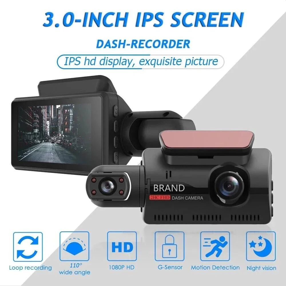 Auto Dual 1080P Lens And And Camera Cameras Rear Vehicle DashCam DVR 3 With Cam Car Night Front WIFI Interior GPS Dash