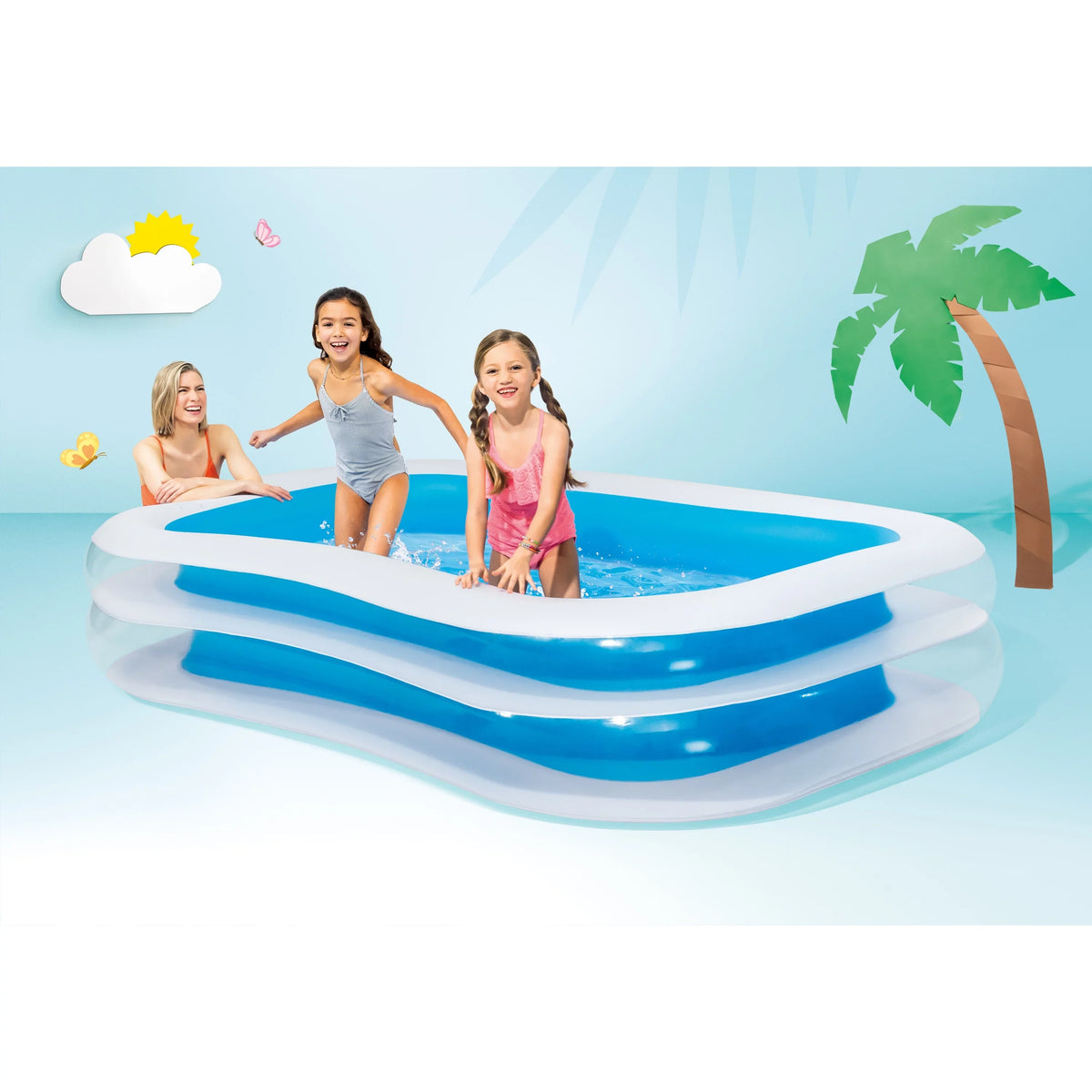 Blue with Center Play Swim Kool & x 8.5' Center, 5.75' White Intex Splash