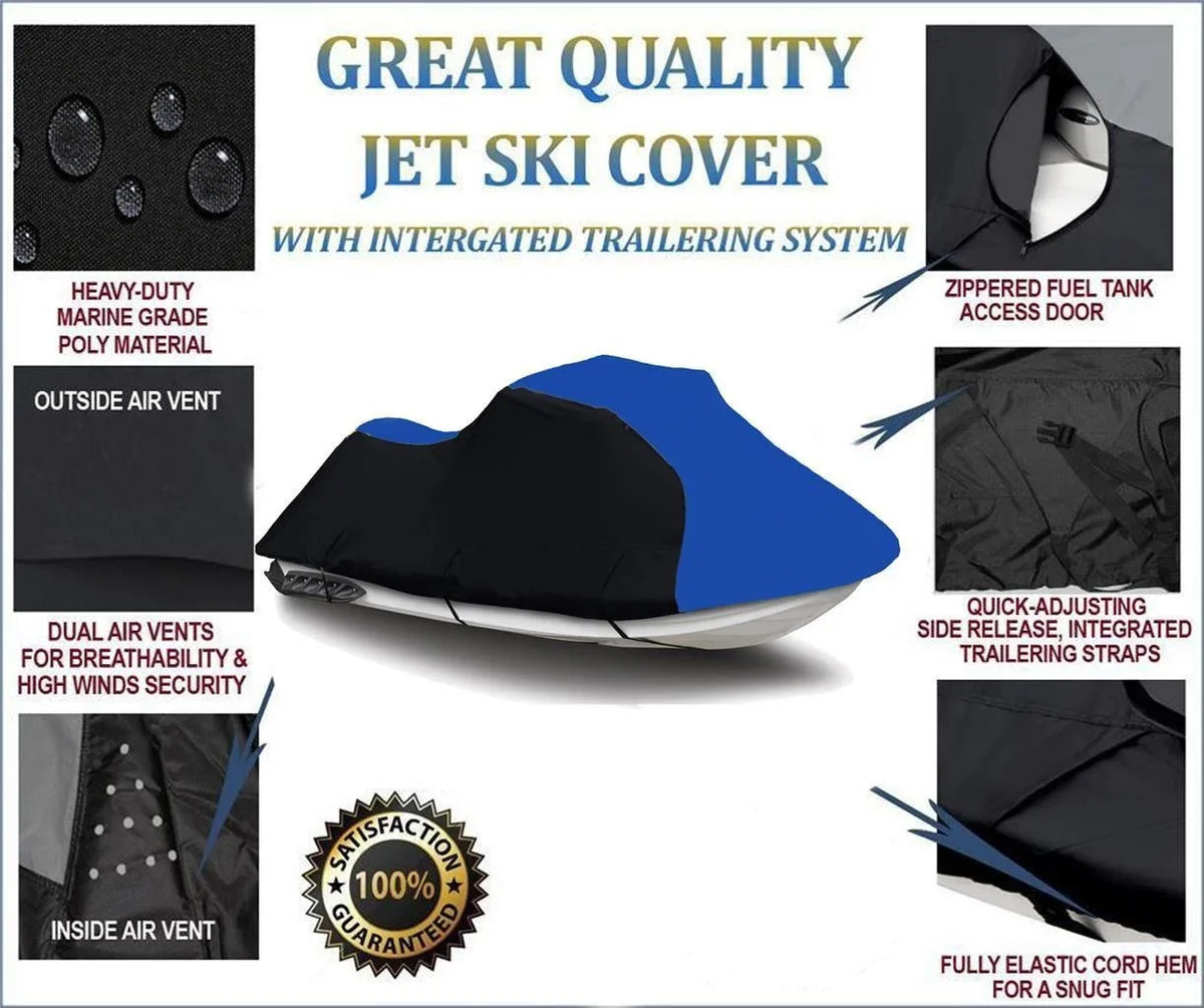 2001 LINE Kawasaki Watercraft Jet 2004 HEAVY-DUTY, Cover BLUE 2002 130Di / Seater BLACK 2 1999 THE TOP for Cover 2000 2003 Ski Compatible OF