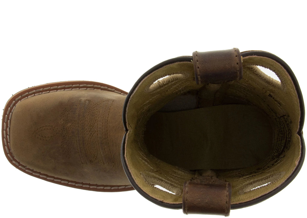 US Boys' Brown Square Smoky Mountain 12 Western Jesse Toe D(M) Boot
