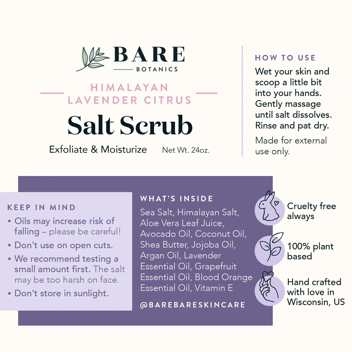Scrub Scrub Bare 24 Lavender Salt Himalayan Body Botanics oz Citrus