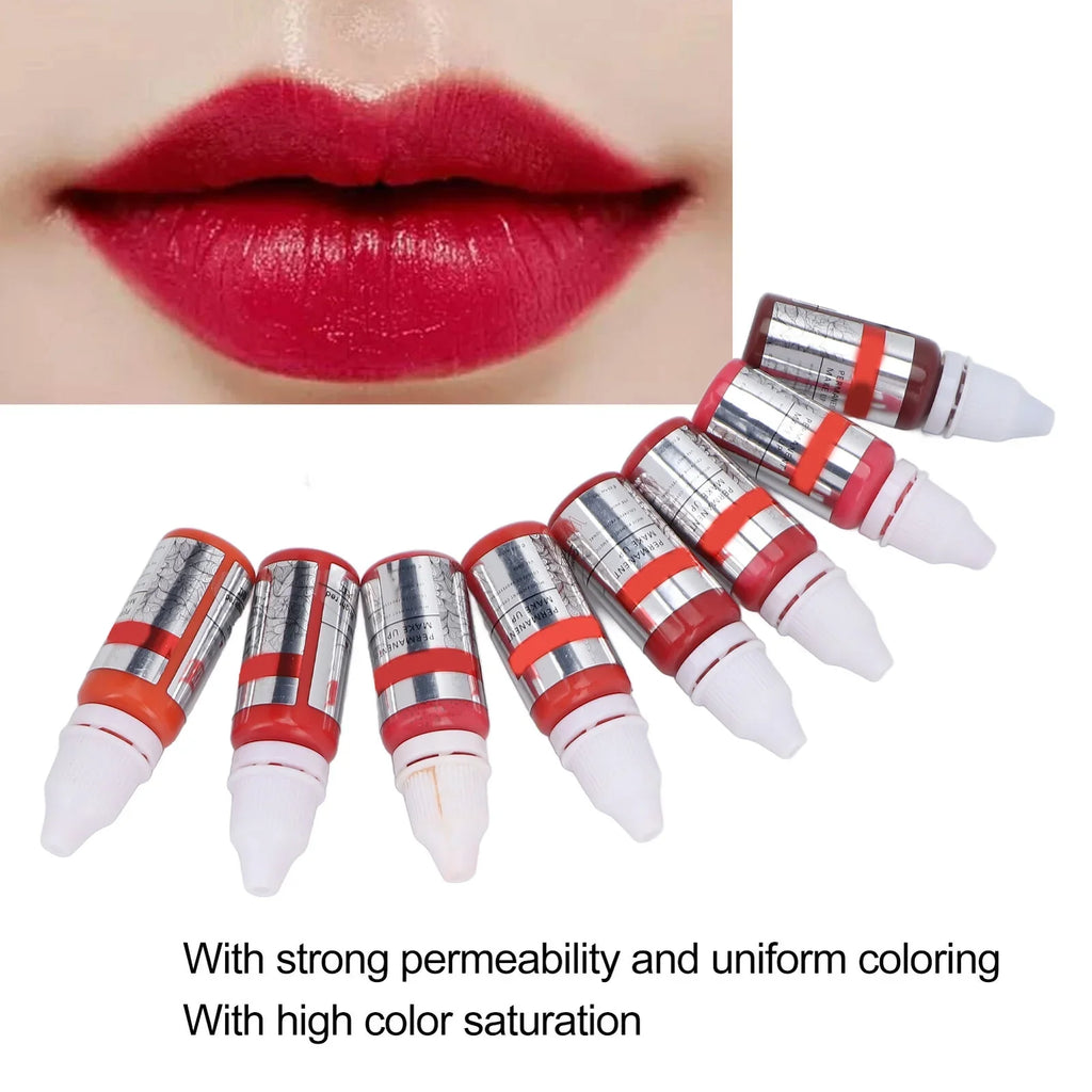 Pigment Tattoo Makeup Ink Lip 120ml Color Permanent Semi 8pcs Microblading