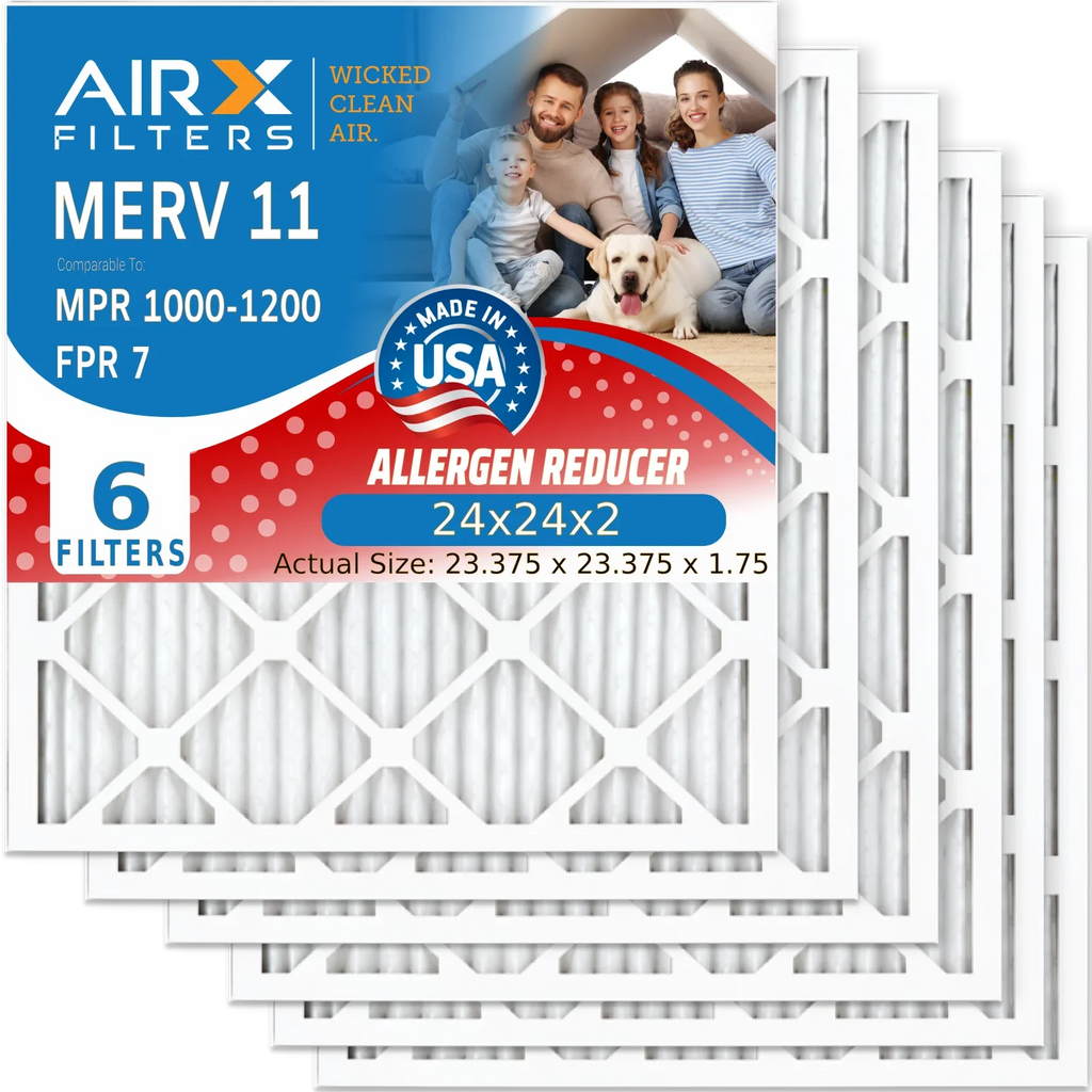 Furnace 7 by MERV Filter Conditioner MPR AIR. Air 24x24x2 1000, MPR Pleated Comparable CLEAN & Filter 6 FPR 11 Electrostatic USA Pack 1200 to Premium FILTERS 24x24x2 AIRX WICKED Filters HVAC Made Air