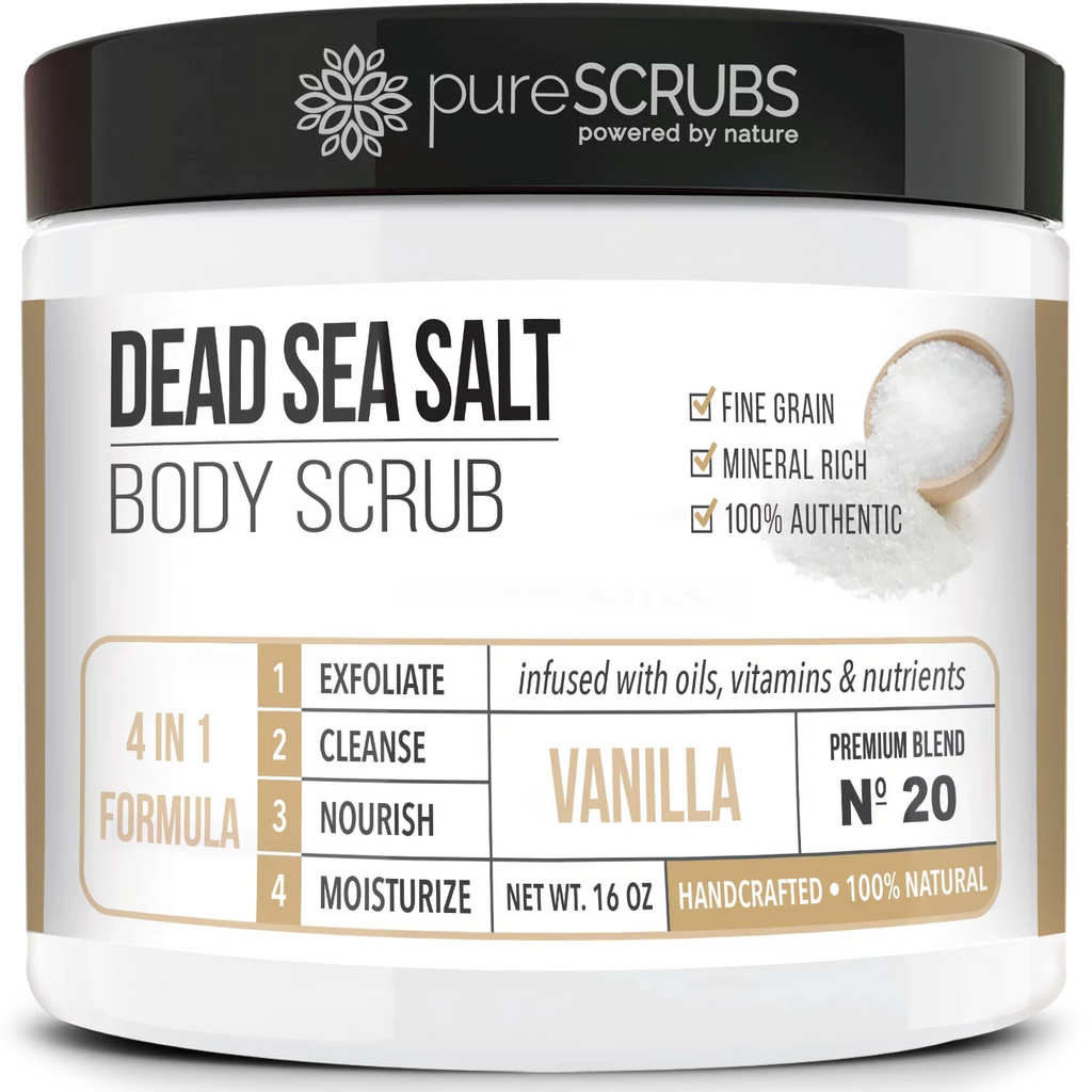 Bar & Wooden Body Spoon, SCRUB Organic Organic 16oz Oils Nutrients Mini Pure Exfoliating + FREE Set Essential Dead Loofah With Soap Scrub pureSCRUBS VANILLA & - BODY Large Salt Infused - Sea Premium