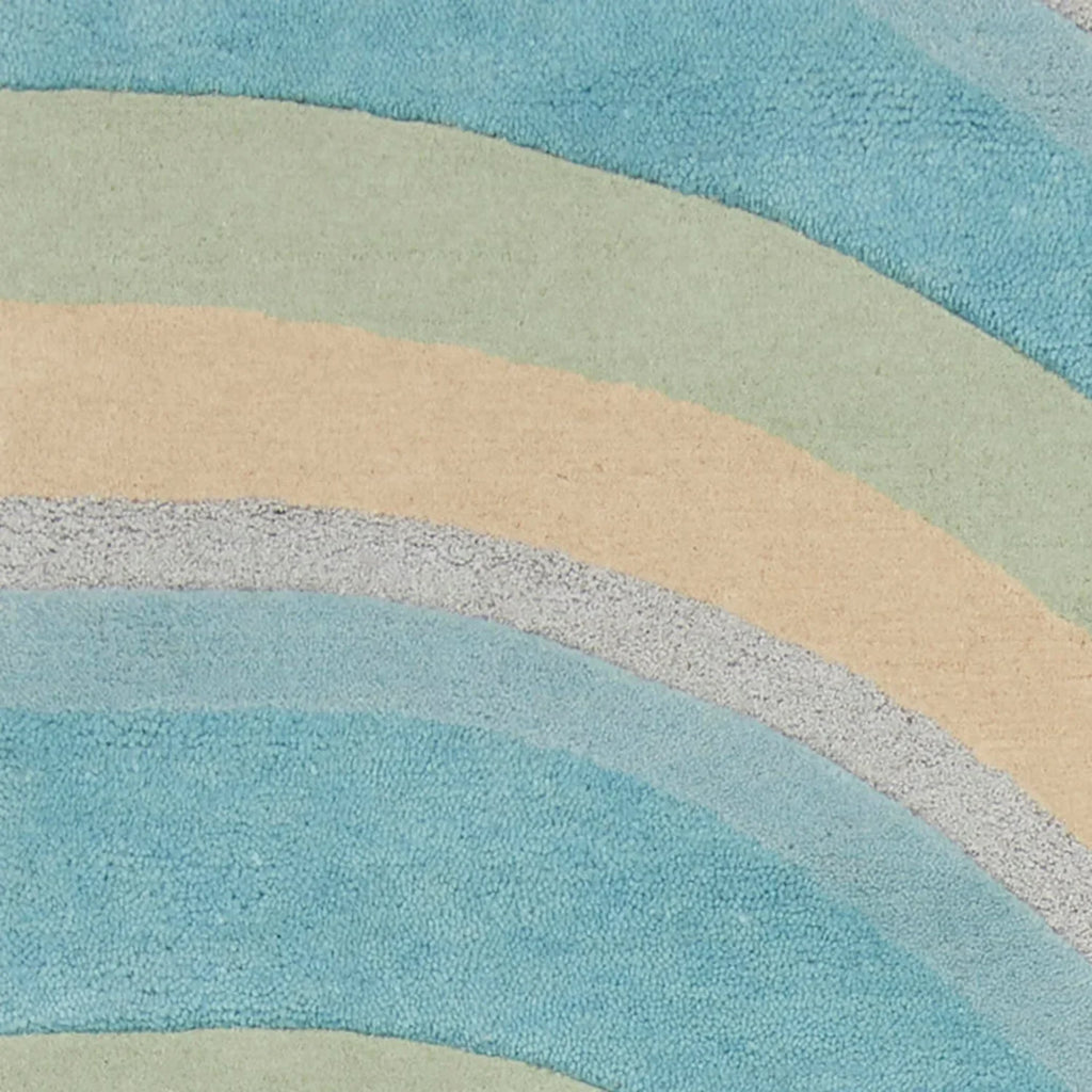 '- Blue Hand Tufted Beige x 12'3" Ocean Runner Waves Abstract Rug 8' 9'3" HomeRoots