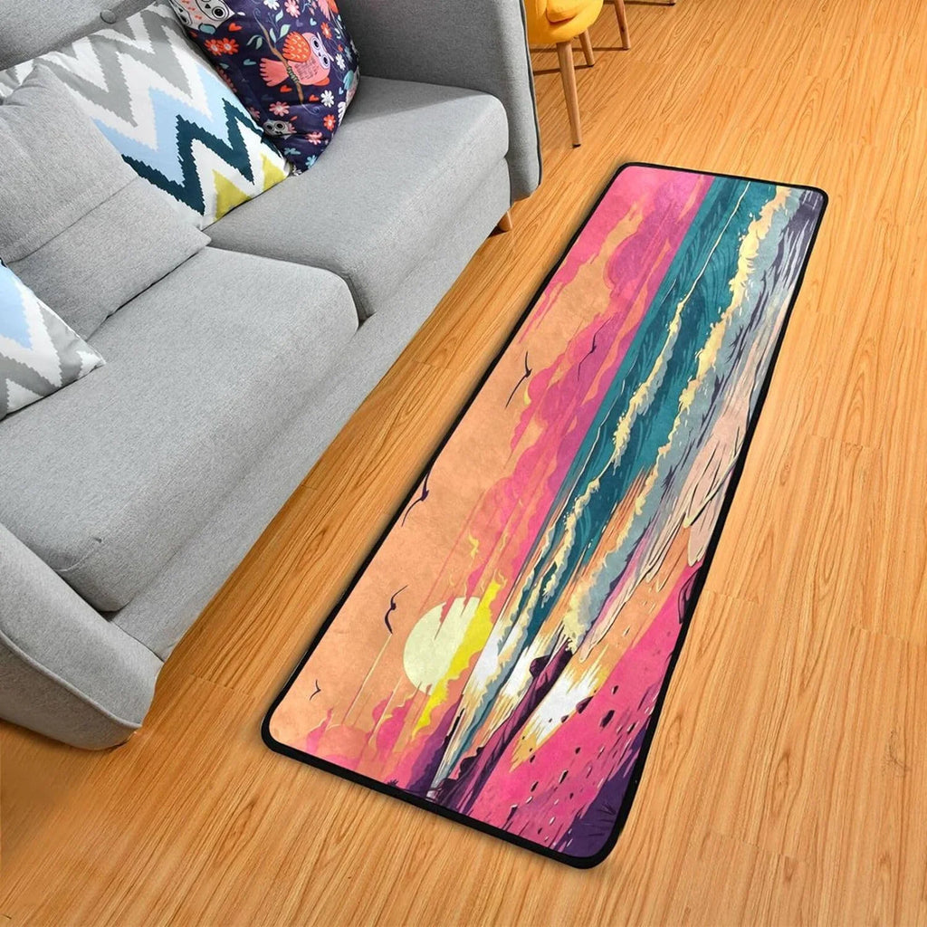 Home Bedroom Area Rug Rug Rectangle Waves Room Living Ocean Non-Slip Decor Washable Inches#10 for Coolnut Runner Bathroom Rug 72x24 Hallways