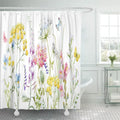 Yellow Pansies Buttercup Libin Tender Shower Tansy Blue inch Wildflowers Curtain 60x72 Pink Watercolor