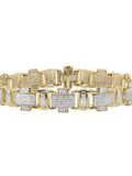 Men's 10K Yellow Diamond Statement Genuine Pave 4.5ct Gold Bracelet Cross Link 8"