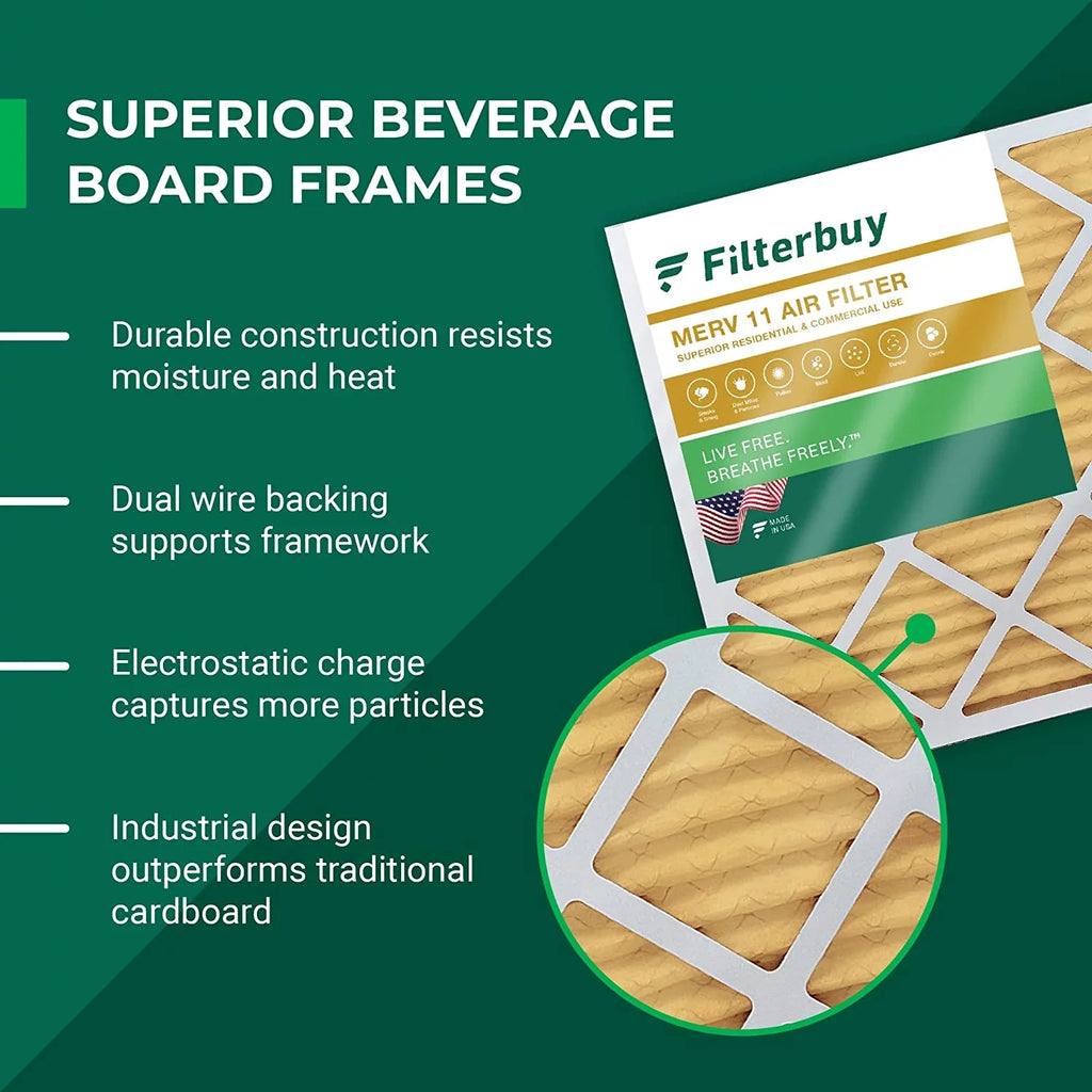 Air 11 Filters Bear 255649-105 MERV Trion 16x25x5 for Filterbuy Air (3-Pack) Pleated Furnace AC HVAC