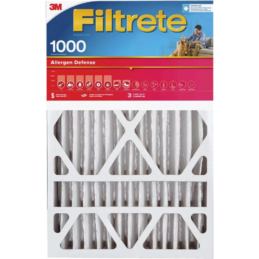 Furnace x 1000 Allergen Pleat Defense Filter MPR In. 1 PK, In. Deep x In. 16 4 25 Filtrete