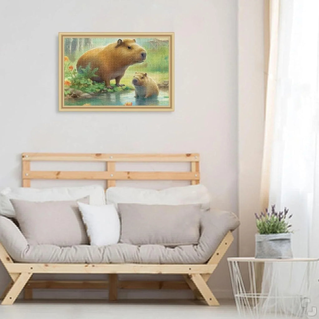 Exercise for Kids Brain Material 1000 PCS Wood Paper Game Gift Family Zigsaw Puzzle, Composite Bag, Parents Puzzle Jigsaw Fun for Adults, with Family Friends Storage Challenging Capybara