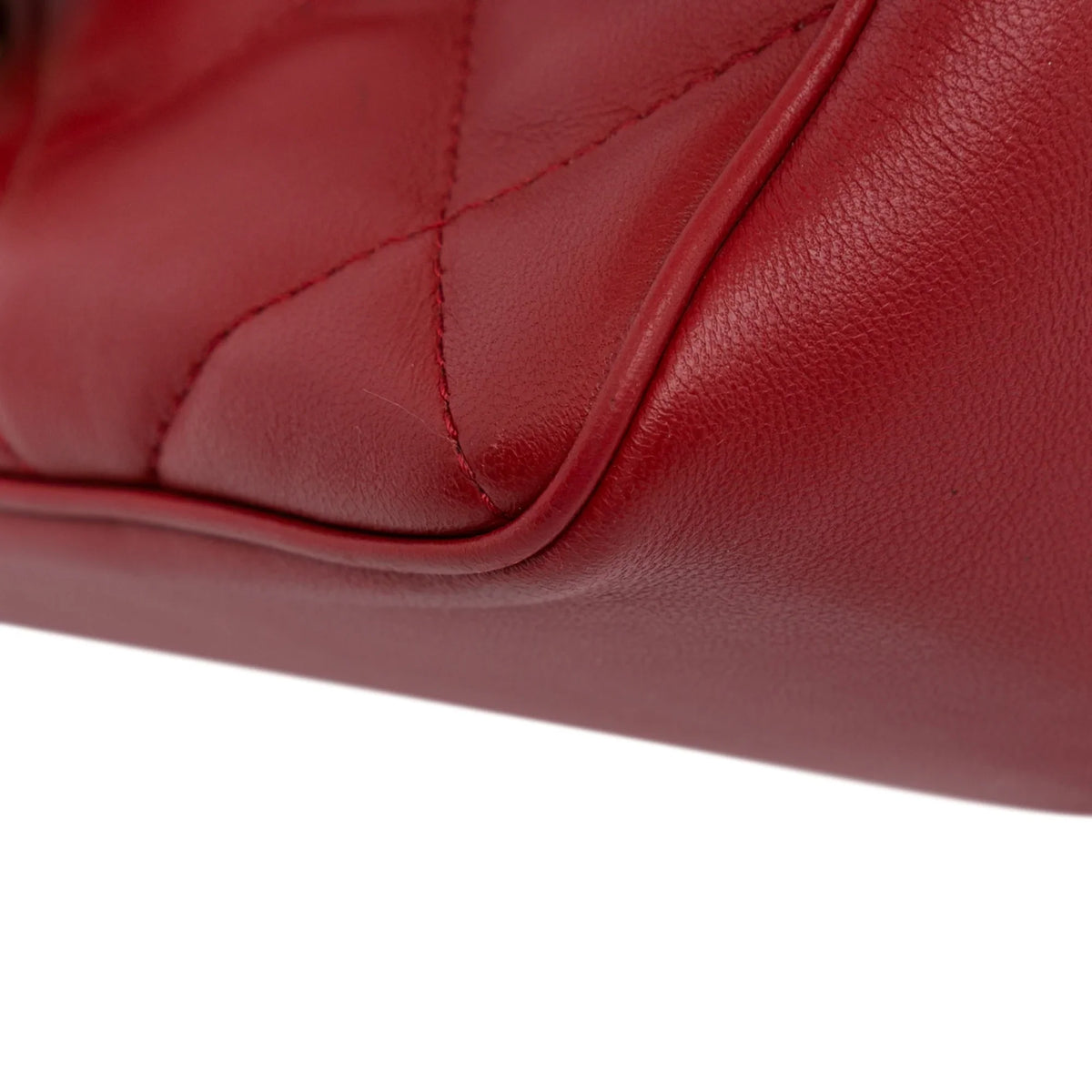 Carry Satchel Easy Unisex Pre-Owned Chanel (Good) Authenticated Lambskin Red Small Flap Leather Bag