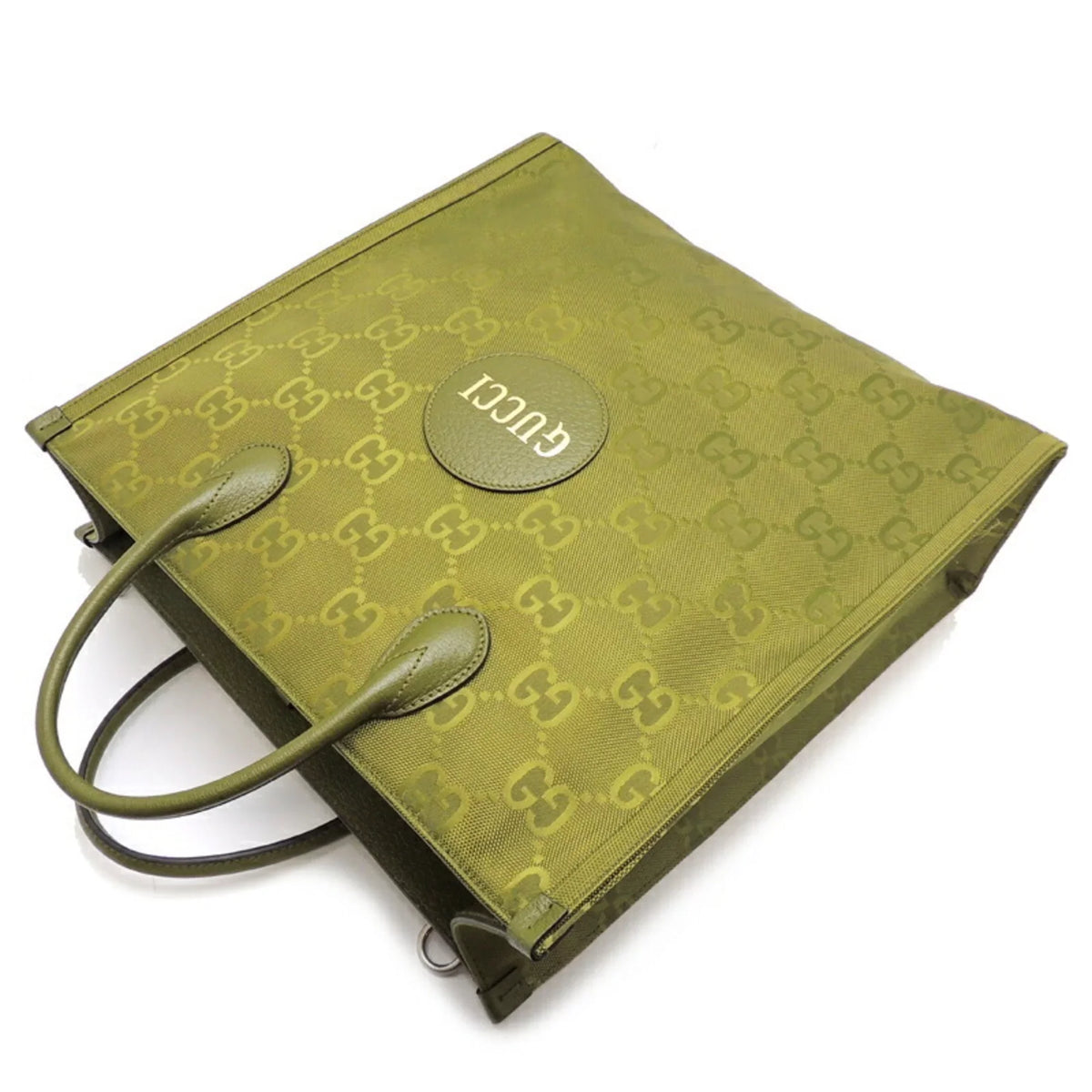 (Day Forest Ladies 696043 Nylon Off Recycled Bag The (Good) Lining Green Gucci Pre-Owned Tote Only) Grid Medium GG