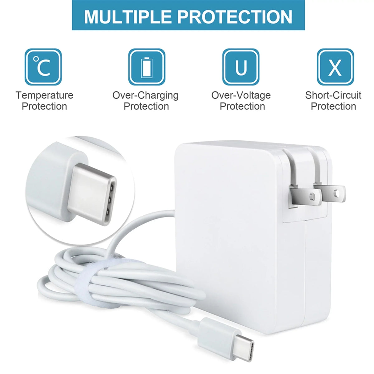 2-in-1 13 for Replacement Laptop Compatible KONKIN Type-C Adapter BOO Charger XPS P82G003 White 7390 USB AC 65W Dell PSU