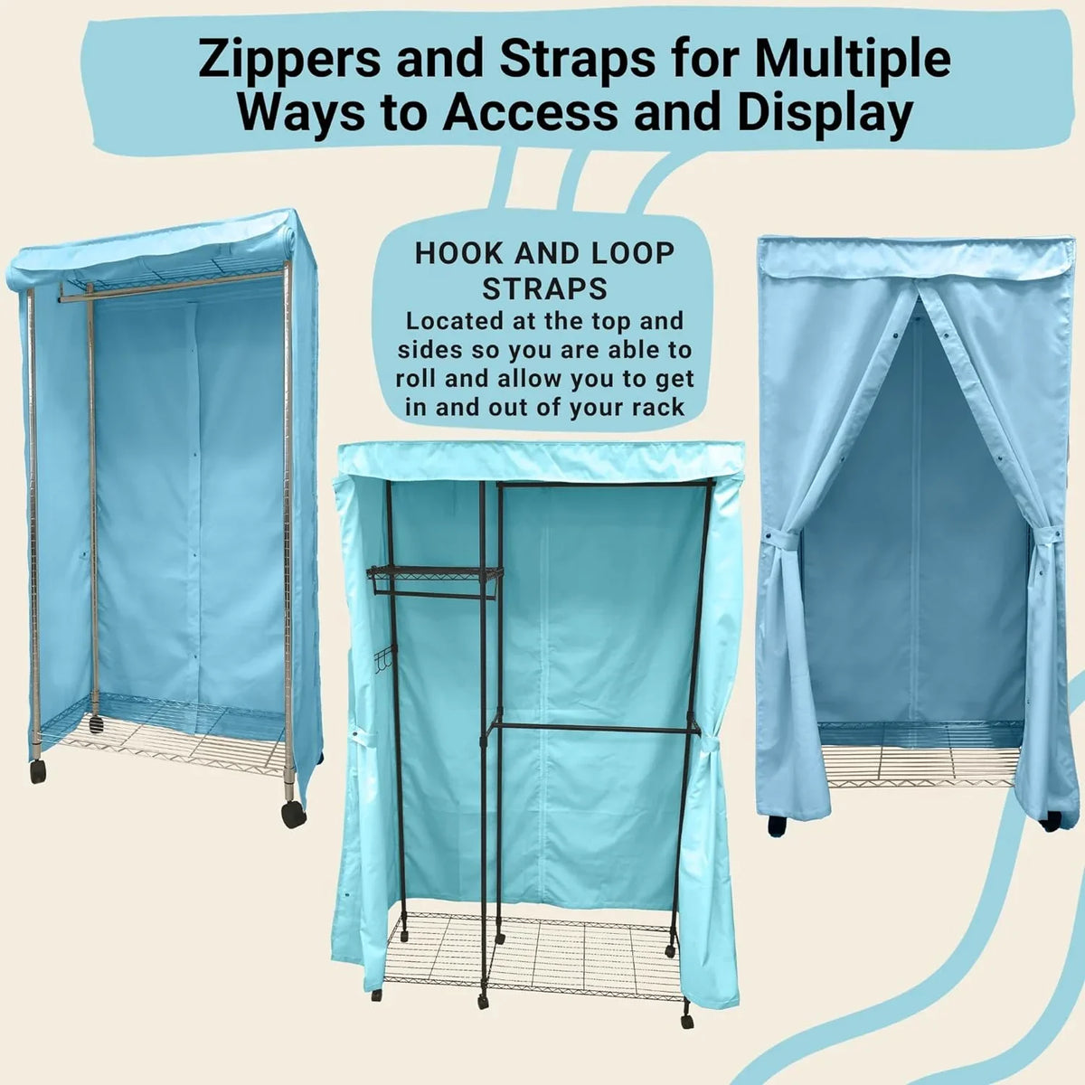 Room In ) Garment Keep Organized Dust Blue From Rack Your Looking Rolling Cover Your (Cover (48"W 18"D - 75"H) Glacier Clothes X X Portable