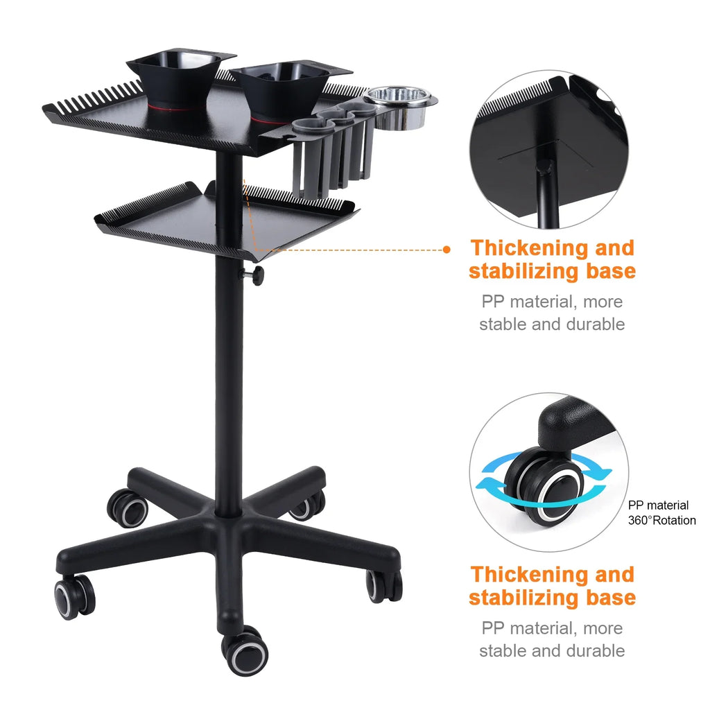 Beauty Station Adjustable On Salon Hair 2 Movable Trolley,Hair Salon Station Salon With Spa Stand Clinic Bestauty Wheels Hair Cart Adjustable Station Salons Cart Salon With Hair Cart On Salon Stylist
